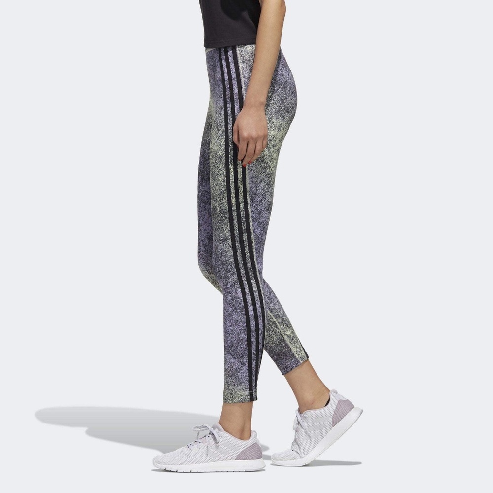 Adidas Feel Brilliant Yellow Tint Black Stipe 7/8 Training Tights Leggings XS